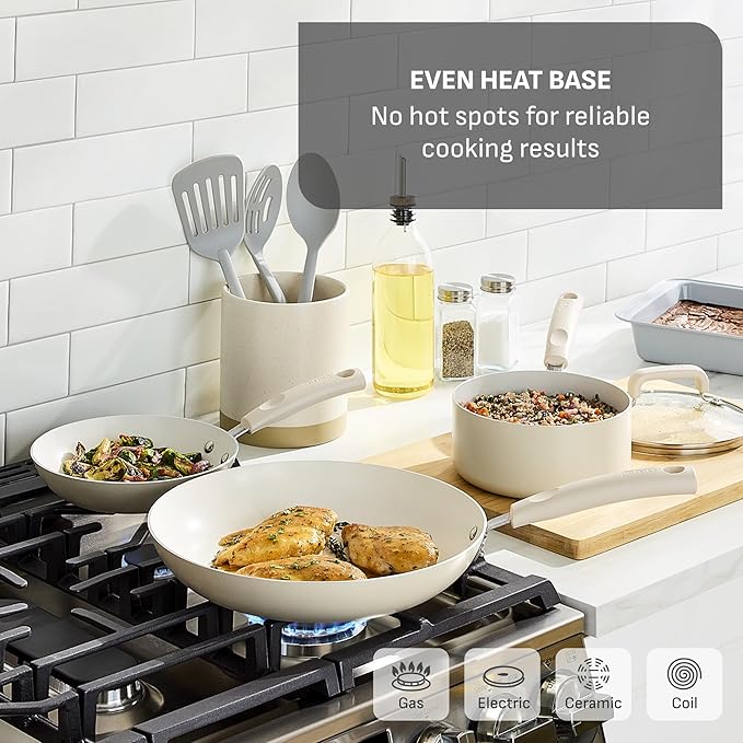T-Fal Signature Nonstick 8” & 10” Frying Pan Skillet Set, Dishwasher Safe, Oven Safe to 350°F, Pots and Pans Set, Non Stick Chef- Pan, Beige