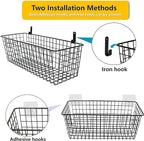 Joben Oligey 3 Set [Extra Large] Hanging Wall Baskets ,Wire Basket For Storage Pantry, Farmhouse Food Storage Kitchen Pantry Laundry Closet Garage RV ,Black