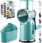 Zulay Kitchen Rotary Cheese Grater 5 Blade Cheese Shredder - Manual Hand Crank Cheese Grater With Reinforced Suction & 5 Interchangeable Drums - Easy to Use, Vegetable Chopper Round Mandoline Slicer