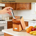 Marco Almond® Knife Block Set, KYA26 Knife Set with Block, 14 Pieces Stainless Steel Chef Kitchen Knives with Built-in Sharpener