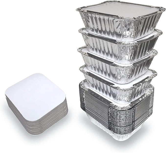 110 Pack - 1LB Small Foil Pans with Lids - Aluminum To Go Food Containers with Lids - 1lb Mini Aluminum Pans - Freezer Safe Foil Take out Trays - Heat proof Meal Prep Containers