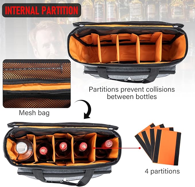Bartender Kit, 11-Piece Cocktail Shaker Set with Bartender Travel Carrying Bag(Grey)