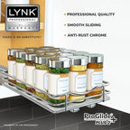LYNK PROFESSIONAL® Pull Out Spice Organization for Cabinets - 6-3/8 inch Wide – Spice Rack for Inside Cabinets, Slide Out Spice Rack Organizer for cabinet – Pull Out Spice Rack, Sliding 1 Tier Chrome