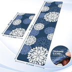 Kitchen Mats, 2PCS Non-Slip Cushioned Rugs, Anti-Fatigue Waterproof Floor Rug, Washable Standing Desk Mat, Home Laundry Office Apartment Decor and Accessories (17.3" ×70" +17.3" ×30"-Blue)