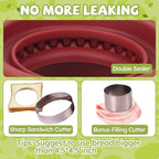 LEPCY Uncrustables Sandwich Maker Sealer Cutter, Crustless Sandwich Cutter, PB&J Uncrustable Maker - Color Dark Red, Round Shape