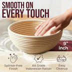 Superbaking Sourdough Starter Kit, 9" Splinter-Free Banneton Bread Proofing Basket Set with Non-Stick Silicone Dough Sling & Glass Starter Jar Kit, Sourdough Bread Baking Supplies, Sourdough Tools