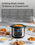 COMFEE’ 16-in-1 Electric Pressure Cooker with Non-Stick Pot for Yogurt, Rice, Slow Cooking, Steaming, and More, 8 Quarts