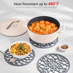 SMARTAKE 3 Set Silicone Trivet Mats, Multi-Use Carved Trivet Mat, Insulated Non-Slip Durable Kitchen Mats, Flexible Modern Kitchen Table Mat, for Hot Dishes, Pots, Dining Countertop, Grey, STM413H