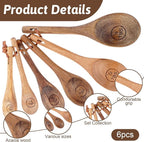 6pcs Wooden Measuring Spoons and Scoops Set Natural Acacia Wooden Measuring Spoons Measurings Tablespoons for Measurings Dry Ingredients(1/8 tsp+1/4 tsp+1/2 tsp+1 tsp+1/2 tbsp+1 tbsp)