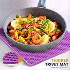 Silicone Trivet Mats 4 Heat Resistant Pot Holders Multipurpose Non-Slip Hot Pads for Kitchen Potholders, Drying mat, Jar Opener, Spoon Holder, Coaster(Violet)