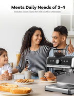 GarveeHome Espresso Machine With Grinder, 20 Bar Semi-Automatic Espresso Coffee Maker With Milk Frother Steamer Wand Cappuccino Latte Macchiato, 95 oz Water Tank, PID Temperature Control, Light Gray