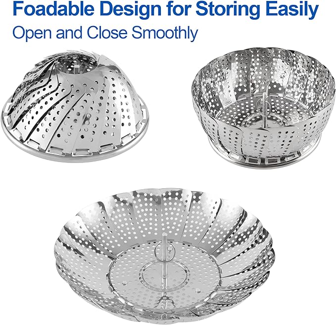 Vegetable Steamer Basket, Premium Stainless Steel Veggie Steamer Basket - Folding Expandable Steamers to Fits Various Size Pot Small by SAYFINE (5.5" to 9.2")