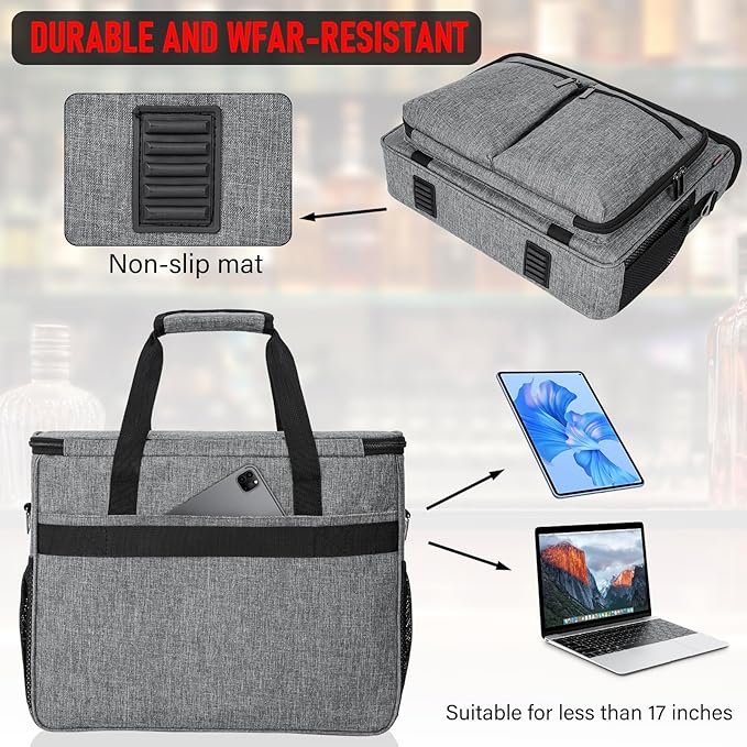 Bartender Kit, 11-Piece Cocktail Shaker Set with Bartender Travel Carrying Bag(Grey)