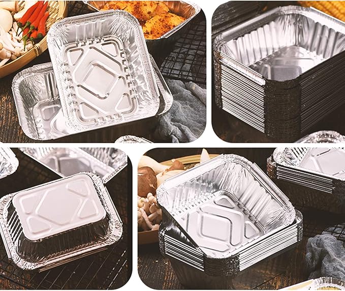 Waytiffer 50pack- 8 x 8 Aluminum foil Pans Disposable,Heavy Duty Square baking Cake Pans, Cooking Tins Homemade Breads Oven, Baking Roasting Pan