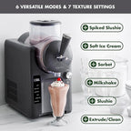 GreenPan Frost Ice Cream Maker & Slushie Machine, Soft Serve, Sorbet, Margaritas, Milkshakes, Frozen Yogurt, No Pre-Freezing, Ready in 15 Mins, 6 Modes, 7 Textures, Self-Cleaning, Family Size, Gray