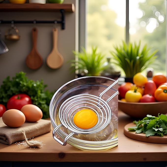 Silver Egg Separator, Yolk White Separator Tool, Food Grade Stainless Steel Egg Divider Egg Sieve Egg Extractor, Kitchen Gadget Cooking Baking Tool, Dishwasher Safe Specialty Tools