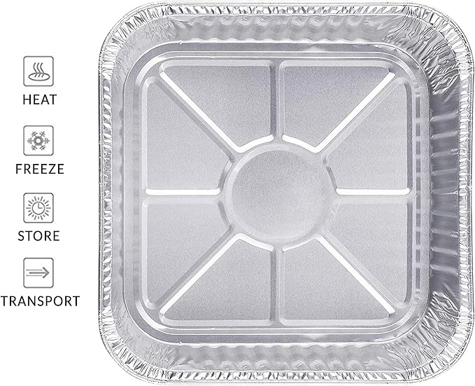 8x8 Disposable Aluminum Pans With Lids - 50 Pack Foil Pans For Cooking, Baking Cakes, Roasting & Homemade Breads - Disposable Food Containers With Foil Lids