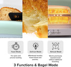 Graphite Heating Technology Pop-Up Toaster w/7 Heat Settings, 3 Toasting Functions & Unique Bagel Mode, Olive/Brushed Nickel