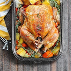 21Inch Roasting Pan, Extra Large Rectangle Roasting Pan With Rack, 25lb Capacity, Large Roaster pan for Baking Turkey, V-Rack and Versatile Lid Bone Turkey Baster by DIMESHY