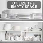 Simple Houseware Expandable Stackable Kitchen Counter Shelf Organizer, White, Metal Top, 11.25"L x 7.9"W x 5.4"H