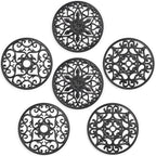 SMARTAKE 6 Set Silicone Trivet Mats, Multi-Use Intricately Carved Coasters, Insulated Non-Slip Durable Kitchen Mats, Flexible Modern Kitchen Table Mat, for Hot Dishes, Pots, Countertop (Black)