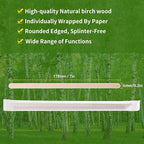 200pcs Individually Wrapped Coffee Stirrers Wood - 7" Coffee Stir Sticks, Round End Disposable coffee stirrer, For Coffee, Cocktail and Hot Drinks