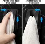 Boao 4 Pcs Self Adhesive Towel Hook Holder Grabber Stainless Steel Kitchen Dish Towel Hook Wall Mount Non Drilling Hangers Rack Hand Tea Holders for Bathroom Accesories Kitchen Gadgets(Black, White)