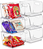 Sorbus Stackable Storage Bins Open Front, Clear Stackable Storage Bins, Pantry Bins for Storage and Organization, Acrylic Stackable Bins for Kitchen, Clear Pantry Organizer Bins (Small Square 6 Pack)