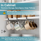 ECROCY Coffee Mug Holder Under Cabinet, 3pcs Coffee Cup Holder Only Fits Flat Shelf Without Any Lip, Clip-On Mug Hooks No Drilling Free Damage
