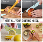 HAUSHOF Kitchen Knife Set, 12-Piece Colorful Knives Set with 6 Sheaths for Kitchen, Non-Stick Coated Stainless Steel Blades for Slicing, Dicing&Cutting, Gifts Knife Set for Dad, Mom, Husband and Wife