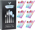 Rainbow Silverware Set Flatware Cutlery - 30 Pieces Stainless Steel Colorful Utensils, Tableware Set Service for 6, Include Knife/Fork/Spoon, Reusable, Mirror Polished, Dishwasher Safe