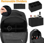 Bartender Bag, Bartender Kit Travel Backpack for Cocktail Shaker Set, Portable Carrying Bag with Compartments for Wine Bottles, for Travel Home Indoor Outdoor Party(Backpack Only)