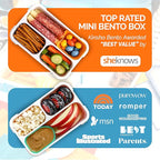 Small Snack Containers for Kids Toddlers - 3 Compartments (Set of 2) - Leak-Proof Reusable Boxes with Lids - BPA-Free Plastic Mini Bento Lunch Box - Ideal for School, Holds 2 Cups (Teal Blue+Orange)