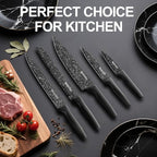 Knife Set, 6 Pieces Kitchen Knives Set with Anti-Rust Coating & Ergonomic Handles, Lightweight, Dishwasher Safe stainless steel Knife, Gift for Kitchen Enthusiasts, Family Chef(Beauty handle)
