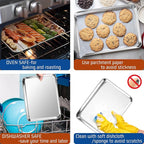 P&P CHEF 12.5 Inch Baking Cookie Sheet, Oven Pan Tray Stainless Steel Sheet Pan for Kitchen, Oven Bakeware for Multi Uses, Shiny Look & Dishwasher Safe, Healthy & Heavy Duty, 2Pcs