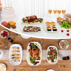 Kassel Ceramic Serving Platter Set | 16”/14”/12” Oval Serving Trays for Entertaining at Parties and Weddings | Oven Safe Extra Large Serving Trays for Tacos, Steak, and Cake