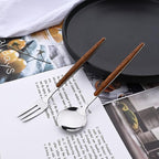 6-Piece Teaspoons Set, Stainless Steel Tea Spoons Set for 6, Silver Mirror Polished Small Spoons for Home Kitchen Restaurant, Round Wooden Effect Handle, 5.9inches, Dishwasher Safe