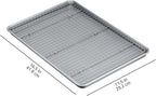 Amazon Basics Ceramic Nonstick Baking Sheet & Cooling Rack Set, Dishwasher Safe, Oven Safe, Half Sheet Size, Gray, 1-Pack