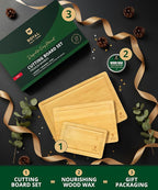 ROYAL CRAFT WOOD Wooden Cutting Boards for Kitchen Meal Prep & Serving - Bamboo Wood Serving Board Set with Deep Juice Groove Side Handles - Charcuterie & Chopping Butcher Block for Meat