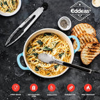 Eddeas Small Tongs For Cooking, Mini 7 inch Kitchen Tongs -Heat Resistant 600 Degrees Stainless Steel and Non-Slip handle - Perfect for Cooking, Salad, Pasta, Steaks, Vegetables,Dishwasher safe