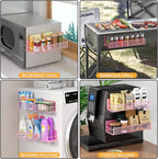 DTUQYX Magnetic Spice Rack for Refrigerator, 4 Pack 100% Metal Strong Magnet Fridge Shelves, Space Saving Spice Organizer, No Drilling Moveable Home Kitchen Laundry Room Storage Organization, Pink