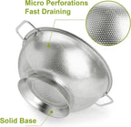 Gulex Stainless Steel Colander and Strainer Set(5-Quart and 3-Quart)， Strainer for Kitchen Food, Dishwasher Safe