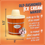 Nostalgia Electric Ice Cream Maker With 4 Qt Capacity- Old Fashioned Ice Cream Machine Makes Frozen Yogurt or Gelato in Minutes- Vintage Wooden Style Ice Cream Maker with Aluminum Canister- Light Wood