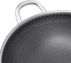 12in Woks & Stir Fry Pans Wok Pan with Lid, No Chemical Coated Chinese Woks for Electric, Induction,Gas Stoves