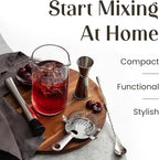 Mixology & Craft Commercial Grade Bar Mixing Glass – Includes 24oz Crystal Stirring Glass, Japanese Jigger, Bar Spoon, Muddler, and Hawthorne Strainer for Crafting Old Fashioned Cocktails at Home Bars