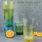 Acrylic Clear Highball Plastic Cups | Plastic Reusable Tumblers 15oz & 20oz (Set of 8) | Stackable | BPA-free Tumblers | Shatterproof | Top-rack Dishwasher Safe