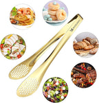 MSY BIGSUNNY Stainless Steel Buffet Tongs - 11" Kitchen Food Tong for Cooking and Serving, Set of 2, Gold