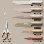 Astercook Knife Set, 13 Pieces Kitchen Knives Set with Healthy Anti-Rust Coating, Dishwasher Safe, Stainless Steel Chef Knife Sets with 6 Blade Guards, Perfect Holiday Gifts for Kitchen (Pack of 2)