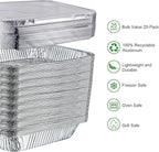 GrillChef Aluminum Foil Pans with Lids, Disposable 9x13 Baking Pans, 25 Pack Tin Foil Holders Half Size for Cake, Steam Table, Cooking, Heating, Storing, Aluminum Trays Heavy Duty