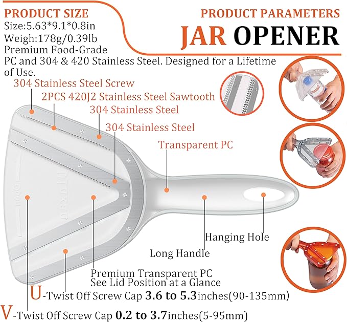 Uinxan Jar Opener for Weak Hand & Seniors with Arthritis,Easy Twist Off Bottle Caps,Patent | Unique Kitchen Gadgets,Handheld Lid Top Open for Elderly/Women/Men (Black)